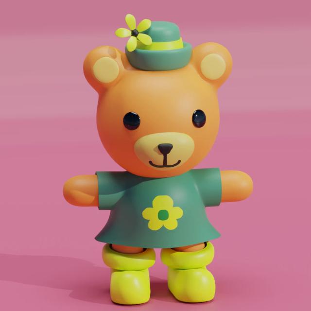 an image of a cute bear created in Blender